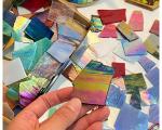 Lanyani Iridescent Stained Glass Pieces for Crafts and Decoration,Variety Irregular Broken Stained Glass Mosaic Tile Scraps,1Kg/35oz Pack