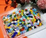 Lanyani Diamond Glass Mosaic Tiles Pieces Stained Glass for Crafts, Mixed Bright Colors and Patterns, 500g/1.1lb