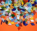 Lanyani Diamond Glass Mosaic Tiles Pieces Stained Glass for Crafts, Mixed Bright Colors and Patterns, 500g/1.1lb