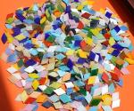 Lanyani Diamond Glass Mosaic Tiles Pieces Stained Glass for Crafts, Mixed Bright Colors and Patterns, 500g/1.1lb