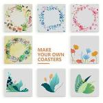 COYMOS Ceramic Tiles for Crafts Coasters - 12Pcs Blank Unglazed White Tiles for Painting, Alcohol Ink, Acrylic Pouring - Make Your Own Coaster - Cork Backing Pads Included (4x4 Inch)