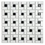 Tenedos Spiral Pattern Porcelain Pinwheel Mosaic Floor and Wall Tile Matte White with Shiny Black Dots for Kitchen Backsplash, Bathroom Accent Wall (1)