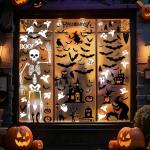 Halloween Window Clings - 8Sheet Halloween Decor Indoor Decals for Party Decoration,Giant Spooky Monster Silhouette Decal Scary Window Clings for Glass Windows