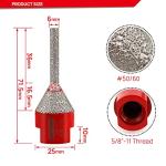 DT-DIATOOL Diamond Finger Bit Coated Milling Bit for Tile Grinder Enlarging Polishing Holes on Porcelain Ceramic Granite Marble Countertop Diameter 6-25mm, 5/8 inch-11 Thread