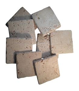 Ivory Tumbled Travertine Coaster Tiles – 4x4 Inch Porous Natural Stone for DIY Crafts, Drink Coasters, Kitchen Backsplash & Rustic Home Décor (8 Pieces)