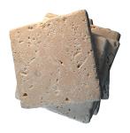 Ivory Tumbled Travertine Coaster Tiles – 4x4 Inch Porous Natural Stone for DIY Crafts, Drink Coasters, Kitchen Backsplash & Rustic Home Décor (8 Pieces)
