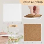 24 Pieces Sublimation Coasters, GOH DODD Glossy Ceramic Tiles Glazed Blanks with Cork for DIY Alcohol Ink Heat Transfer Painting Housewarming Gifts Wedding Arts Crafts School Education, Square, 4 Inch