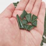 200g Ceramic Mosaic Tiles for Crafts,Irregular Stained Ceramic 0.2"x0.8" Porcelain Mosaic Tiles for Home Decoration (Green)