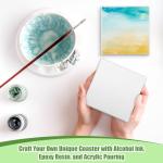 Zopeal 96 Pcs 96 Pcs Ceramic Tiles for Crafts Coasters, Include Unglazed White Ceramic Tiles with Cork Backing Pads Use with Alcohol Ink Acrylic Pouring for DIY Project Gift (Square)