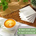 Zopeal 96 Pcs 96 Pcs Ceramic Tiles for Crafts Coasters, Include Unglazed White Ceramic Tiles with Cork Backing Pads Use with Alcohol Ink Acrylic Pouring for DIY Project Gift (Square)