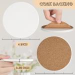 Ceramic Tiles for Crafts, GOH DODD 48 Pack Unglazed Blank Coasters with Cork Backing for Alcohol Ink Painting Acrylic Pouring Art Projects Housewarming Gifts Wedding School Education, 4 Inch
