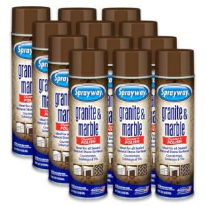Sprayway Granite & Marble Cleaner Aerosol Spray 19oz, Pack of 12 | Foaming Action, Removes Grease, Oil, Fingerprints | Ideal for Sealed Natural Stone Surfaces, Countertops, Tabletops, Tile