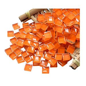 Mosaic Tiles Squares Orange Crystal Mosaic Glass Tile for Crafts Bulk DIY Picture Frames Handmade Jewelry Coasters Art Material Decoration,1x1cm,100 Pieces