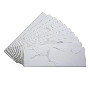 Palisade 22.8" x 7.31" Interlocking Vinyl Waterproof Backsplash Tiles in Carrara Marble - Grout-Free, Easy Install & UV Resistant, Ideal for Kitchen & Bathroom (10 Pack)
