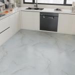 VEELIKE 12-Pack Misty Grey Marble Peel and Stick Floor Tile Waterproof Vinyl Flooring Tiles 12''x12'' Glue Down Laminate Flooring for Bathroom Bedroom Kitchen Self Adhesive Marble Vinyl Floor Tiles