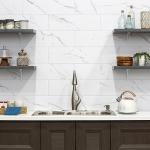 Palisade 22.8" x 7.31" Interlocking Vinyl Waterproof Backsplash Tiles in Carrara Marble - Grout-Free, Easy Install & UV Resistant, Ideal for Kitchen & Bathroom (10 Pack)
