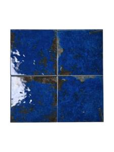 Tenedos Tarragona 6x6 Blue with Brownish Wavy (Exact Size 5.75 Inch) Glossy Porcelain Floor Wall Pool Tile for Kitchen Backsplash, Bathroom Shower, Accent Decor (1 Piece)