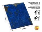 Tenedos Tarragona 6x6 Blue with Brownish Wavy (Exact Size 5.75 Inch) Glossy Porcelain Floor Wall Pool Tile for Kitchen Backsplash, Bathroom Shower, Accent Decor (1 Piece)