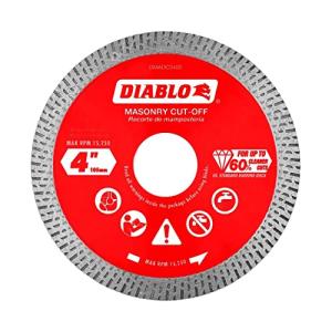Diablo Diamond Continuous Rim Masonry Cuf - Off Disc for Granite, Marble, Porcelain and Tile - 4" Diameter, 7/8", 20mm, 5/8" Arbor, 1.4mm Kerf - DMADC0400