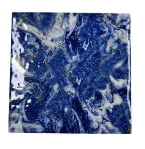 Tenedos Monet Cloudy Blue Hand Painted Look Square 5.75 Inch Glossy Glazed Porcelain Floor and Wall Tile for Swimming Pools, Kitchen Backsplash, Bathroom Walls, Accent Walls (1 Piece)