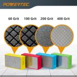 POWERTEC 72212 4-1/2" Diamond Saw Blade & Diamond Hand Polishing Pads Kit, Turbo Mesh Rim Tile Blade for Porcelain and Ceramic Tile & Assorted 60/100/200/400 Grits Sanding Block for Granite,Wood,Metal
