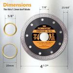 POWERTEC 72212 4-1/2" Diamond Saw Blade & Diamond Hand Polishing Pads Kit, Turbo Mesh Rim Tile Blade for Porcelain and Ceramic Tile & Assorted 60/100/200/400 Grits Sanding Block for Granite,Wood,Metal