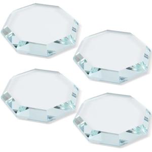 Lainballow 4 Pack Octagon Glass Paperweight, Paperweight Decorative Blocks, Clear Glass Tiles for Crafts, Home Decoration, Ornaments Book, Maps