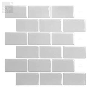 Tic Tac Tiles 12"x 12" Peel and Stick Self Adhesive Removable Stick On Kitchen Backsplash Bathroom 3D Wall Sticker Wallpaper Tiles in Subway Designs (Pure Gray, 10)