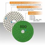 SPTA 15pcs Diamond Wet Polishing Pads Set, 4 inch, White, 50#-6000#, For Granite, Concrete, Marble, Stone, Tiles, With Floor Grinder or Polisher