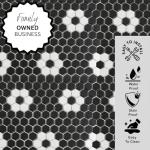 Tenedos Hexagon Neutro Flower Matte Black White Hex 1x1 Porcelain Floor Wall Tile Backsplash on Mesh Mounted for Easy to Install uses in Kitchen, Bathroom Shower, Accent Decor, Fireplace (10)