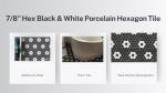 Tenedos Hexagon Neutro Flower Matte Black White Hex 1x1 Porcelain Floor Wall Tile Backsplash on Mesh Mounted for Easy to Install uses in Kitchen, Bathroom Shower, Accent Decor, Fireplace (10)