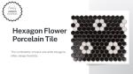 Tenedos Hexagon Neutro Flower Matte Black White Hex 1x1 Porcelain Floor Wall Tile Backsplash on Mesh Mounted for Easy to Install uses in Kitchen, Bathroom Shower, Accent Decor, Fireplace (10)