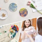 IHDYPPEW 50 Pack 4 inch Round Ceramic Tiles for Crafts, Rotundity Blank Ceramic Coasters with Cork Backing Pad, Perfect for Painting, Alcohol Ink, Acrylic Pouring - DIY Coaster(Unglazed)