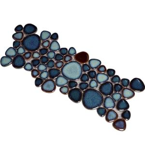 Hominter Artisan Pebble Mosaic Tile Sheet Irregular Blue Green Stone-Look Waterproof Ceramic Shower Floor & Wall Tiles, Kitchen Bath Backsplash and Pool Tiles (3x12 Sample)