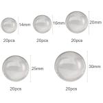 Tutuxio 100pcs 5 Size 14mm 16mm 20mm 25mm 30mm Glass Dome Cabochons Clear Round Tiles, Transparent Half Round Flat Back Non-calibrated for DIY Crafts, Necklace Pendant, Jewelry Making