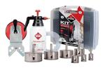 Rubi KIT Easy GRES Plus – Complete Diamond Drill Bit Set with MULTIDRILL Guide, Water Tank, and 7 Precision Bits for Ceramic Tiles, Marble, Granite, and Glass – Professional Grade Tool Kit