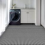Black and White Waterproof Peel and Stick Floor Tiles