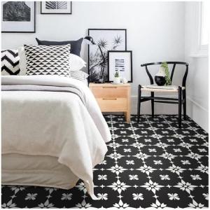 MORCART Peel and Stick Vinyl Tile - Flower Black