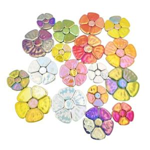 Iridescent Flower Ceramic Mosaic Tiles for Crafts