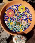 Iridescent Flower Ceramic Mosaic Tiles for Crafts