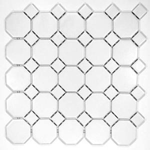 Retro White Octagon Porcelain Mosaic Tile 11.5