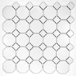 Retro White Octagon Porcelain Mosaic Tile 11.5