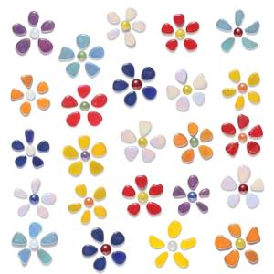 Iridescent Flower Mosaic Tiles for DIY Projects