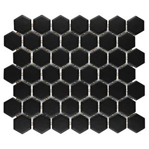 Black Matte Hexagon Shower Floor Tile - 1 Sheet
