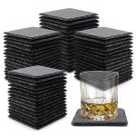 Square Black Slate Coasters - 60 Pack 4 Inch