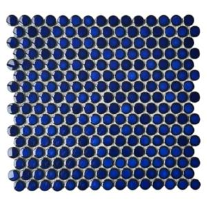 Cobalt Blue Penny Round Porcelain Mosaic Tile