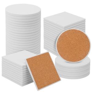 Geytetqi 50 PCS Round Square Ceramic Coasters