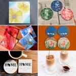 Geytetqi 50 PCS Round Square Ceramic Coasters