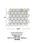 Olivia Hexagon Matte White and Gold Porcelain Tile
