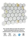 Olivia Hexagon Matte White and Gold Porcelain Tile